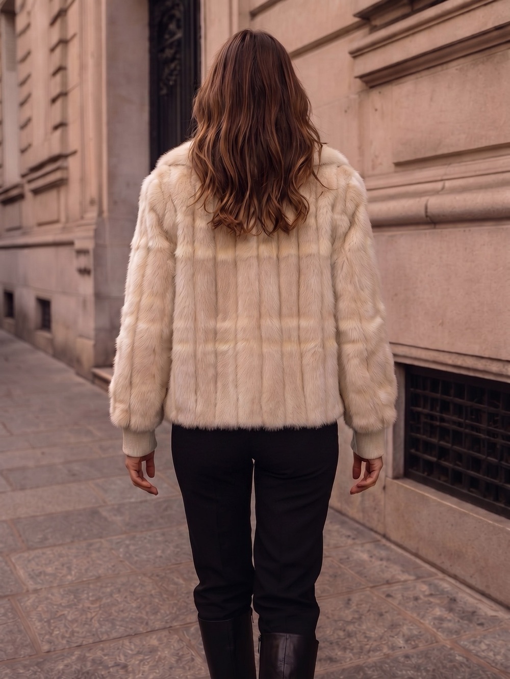 Vintage Mink Fur & Leather Coat Cream Color Size M - Picture 3 of 11